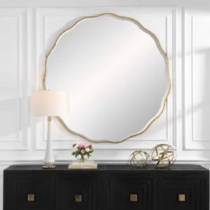 Round wavy metal framed mirror mirror  AWM2391