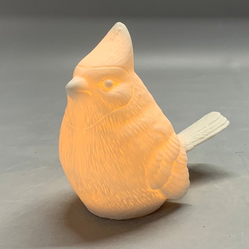Porcelain Cardinal Bird LED Light Ornament – Translucent Ceramic Accent for Home & Seasonal Decor HY25003 - Image 2