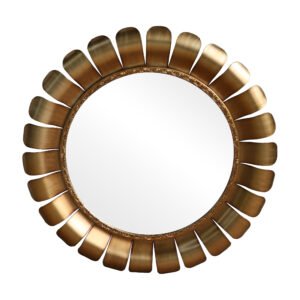 Radiant Metal Petal Wall Mirror – Sculptural Accent in Gold Finish C25103
