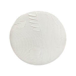 Textured White Relief Wall Art – Modern Minimalist Plaster-Inspired Round Canvas Panel - 22W517
