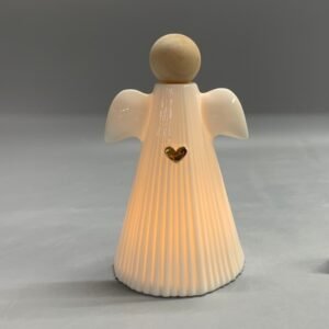 Wholesale Elegant Angel Ceramic Figurine – Soft Glowing Light and Symbol of Love for Commercial Spaces HY25001