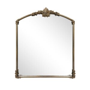Elegant Vintage-Inspired Wall Mirror with Ornate Metal & Resin Frame