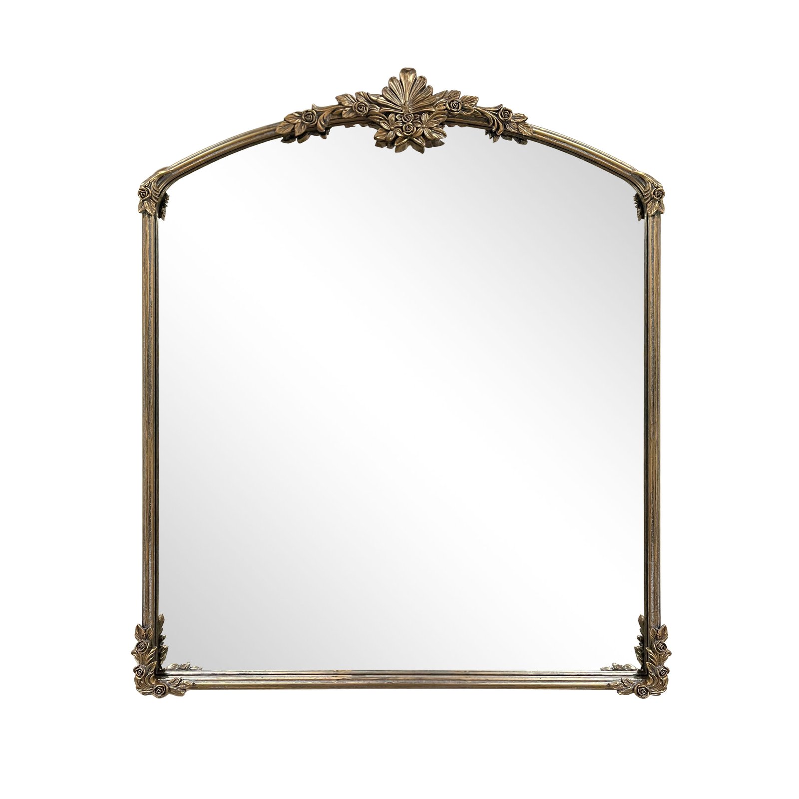 Elegant Vintage-Inspired Wall Mirror with Ornate Metal & Resin Frame