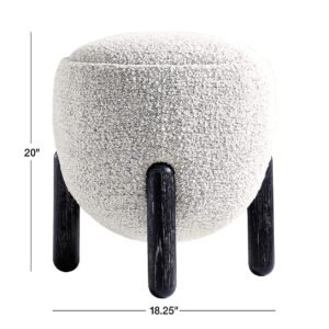 Small Round Bouclé Ottoman Stool