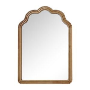 Scalloped Arch Wood Wall Mirror (Natural Frame)
