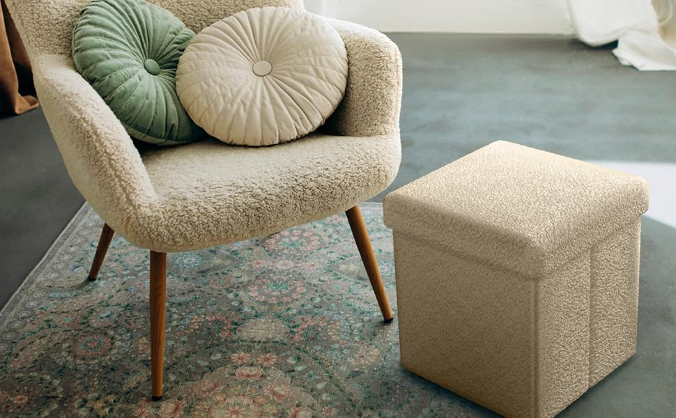 US Shoe Storage Ottoman Supplier Wholesale Shearling & NPD-Ready