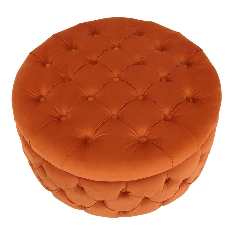 Burnt Orange Velvet Ottoman for Retail Buyers Accent Furniture Wholesale