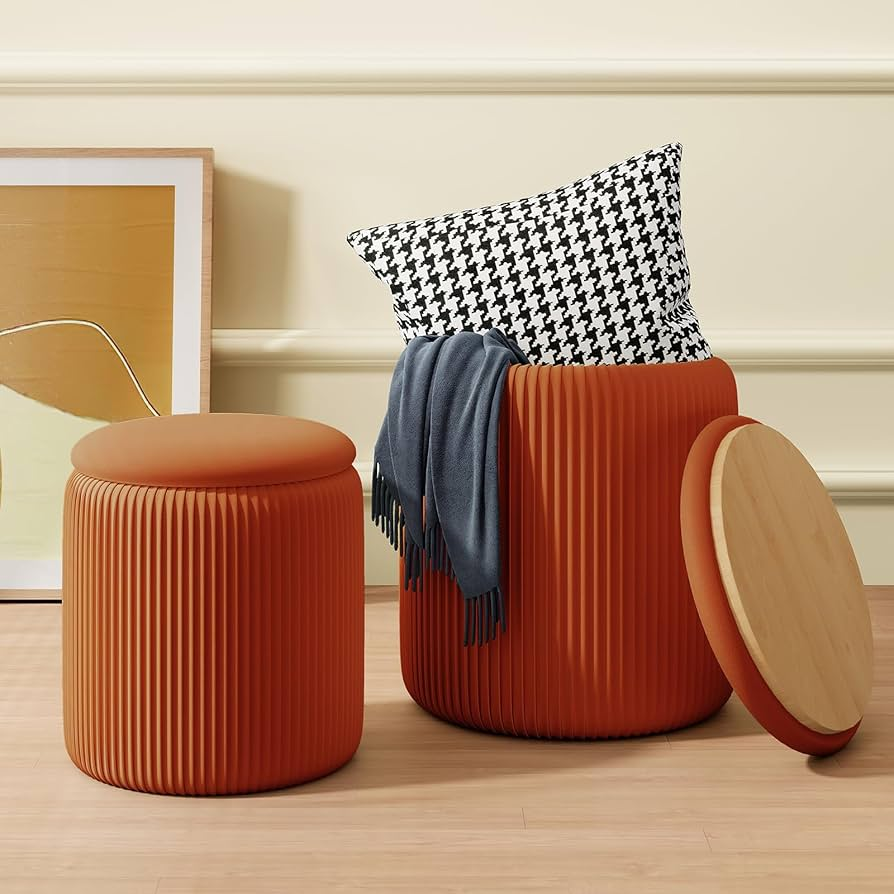 Burnt Orange Velvet Ottoman for Retail Buyers Teruier