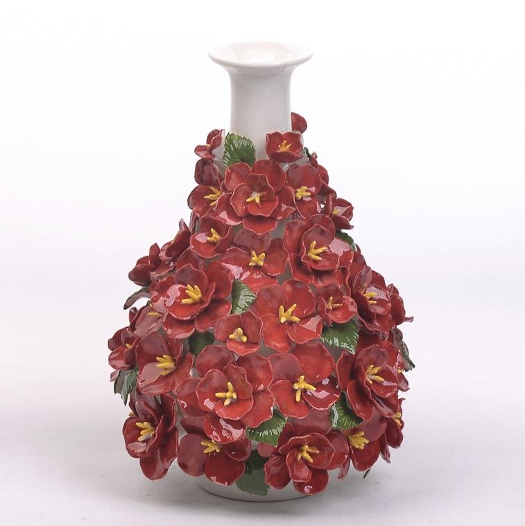 Scarlet Blossom 3D Ceramic Vase Collection - Image 2
