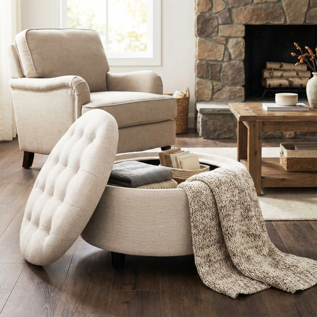 Why the Round Storage Ottoman Is the Soft Functional SKU Buyers Will Keep Reordering