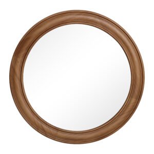 Large Round Wood Wall Mirror | Wide Natural Frame Mirror