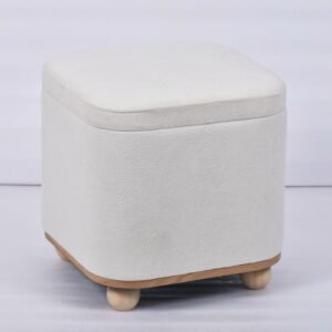 Upholstered Storage Ottoman with Seat | Cream Ottoman Stool