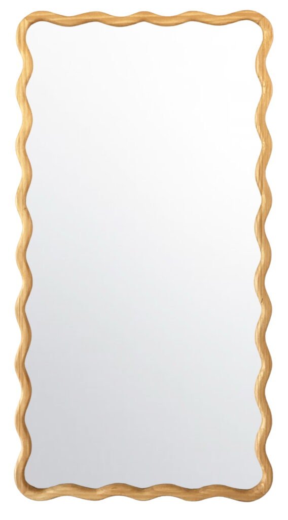 Full Length Wavy Wood Frame Mirror | Organic Floor Mirror