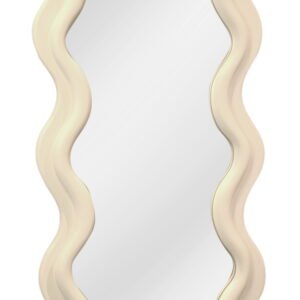 Full Length Wavy Cream Mirror | Modern Wood Frame Floor Mirror