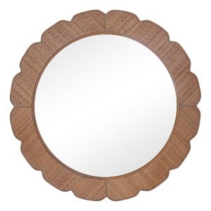 Scalloped Rattan Round Mirror | Woven Natural Wall Mirror
