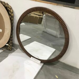 Round Wood Wall Mirror | Fluted Decorative Accent Mirror
