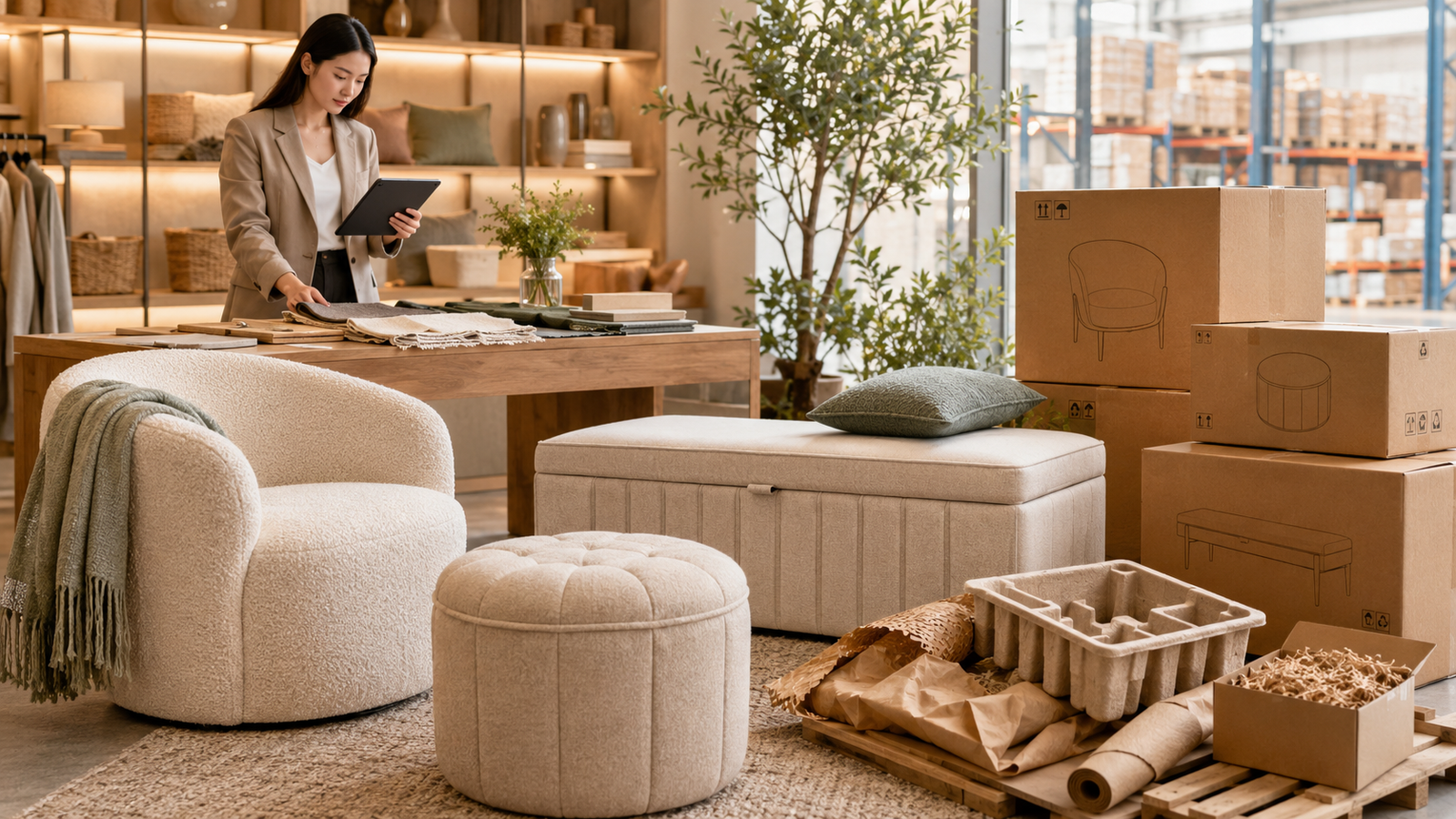 Sustainable Packaging and Soft Seating What U.S. Buyers Should Expect from a Home Décor Supplier in China