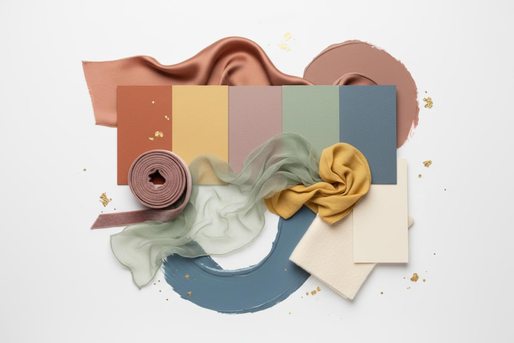 Teruier 2027 spring home décor color development concept featuring warm neutrals, muted blue, olive green and soft seasonal accents