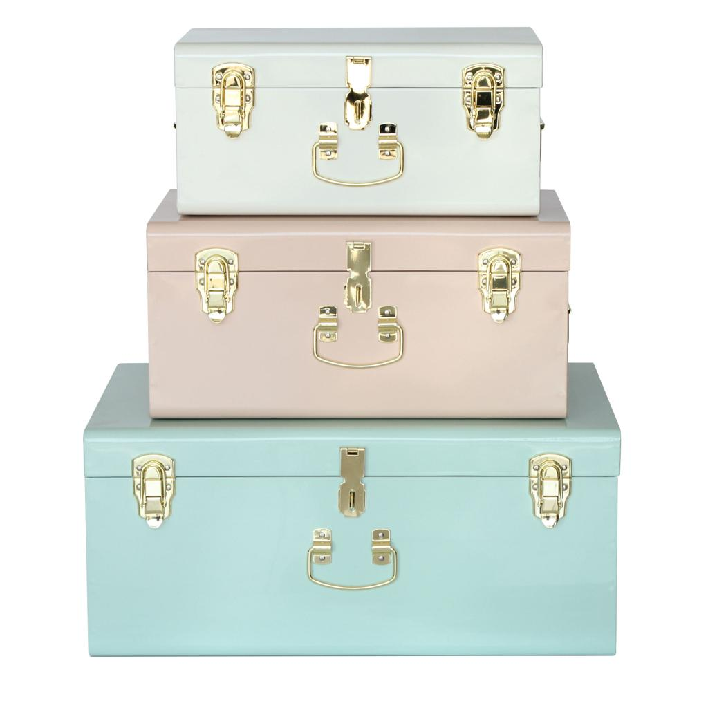 Teruier storage product development featuring pastel decorative trunks for private-label storage buyers